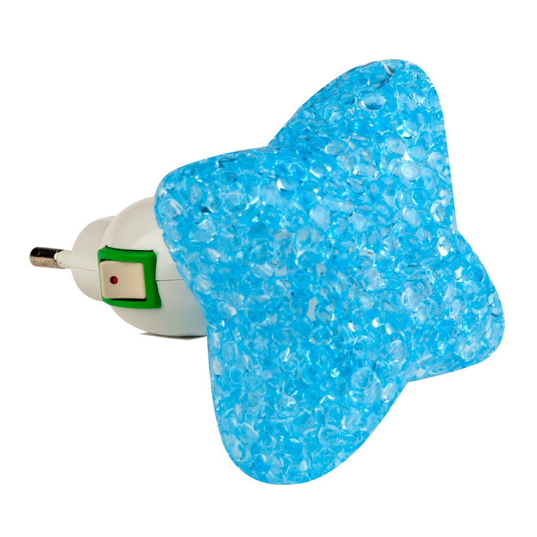 DTL-309-Звездочка/BLUE/1LED/0,1W Светильник-ночник. Выключатель на корпусе. Блистер